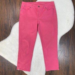 Talbots Jeans 8 Signature Crop Pink Stretch Mid-Rise Ankle Zip Women's
